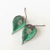 Emerald leaf earrings enameled small