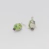 Green Ceramic Owl Earrings 2 sides-0093
