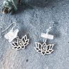 Lotus Charm & Selenite Crystal Earrings-1618