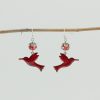 Red enameled hummingbird earrings-0031