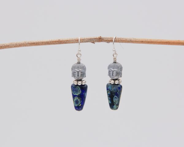Silver & Blue Buddha Earrings-0068