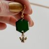 Dark green hexagon with gold bee charm photo for SCALE