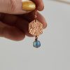 Medium copper hexagon with blue Czech glass bead photo for SCALE