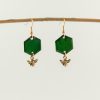 You know fall is here with these pretty hunter green hexagon earrings with a cute gold tone bee charm