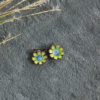 Bitter green & blue Flower earrings LR 4X5- crop
