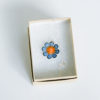 Box Blue with peach enameled flower necklace