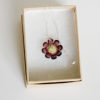 Box Red Violet with yellow enameled flower necklace