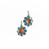 CLOSE blue with peach enameled flower earrings