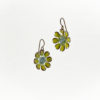 CLOSE green with blue en. flower earrings