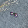 REd Violet & yellow enameled flower earrings_