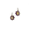 White backgrnd Red Violet with yellow flower earrings