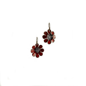 red earrings, flowers