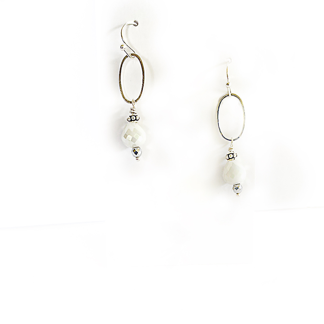 Silver Oval Crystal Brio Earrings • Nature Inspired Jewelry