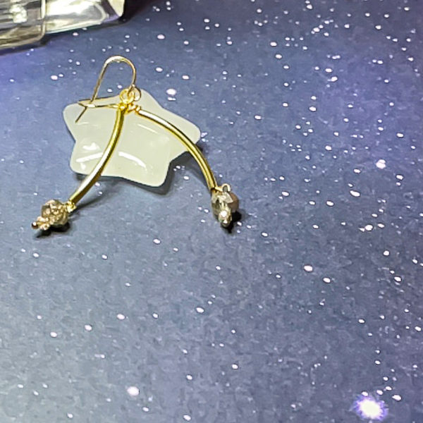 SN IG edit brass crescent 2 bead earrings